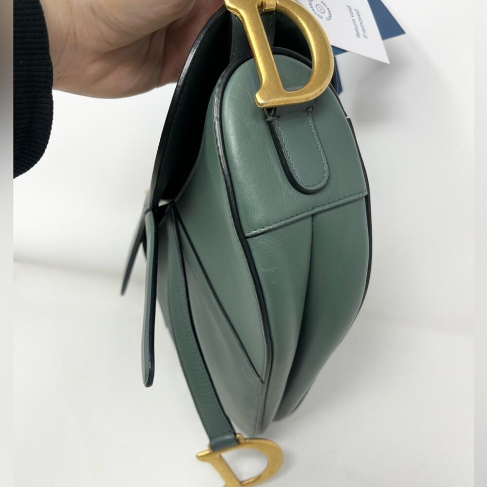 Dior Saddle Bag Classic Medium Green Matte Leather Shoulder Bag Guitar Strap - Picture 8 of 9